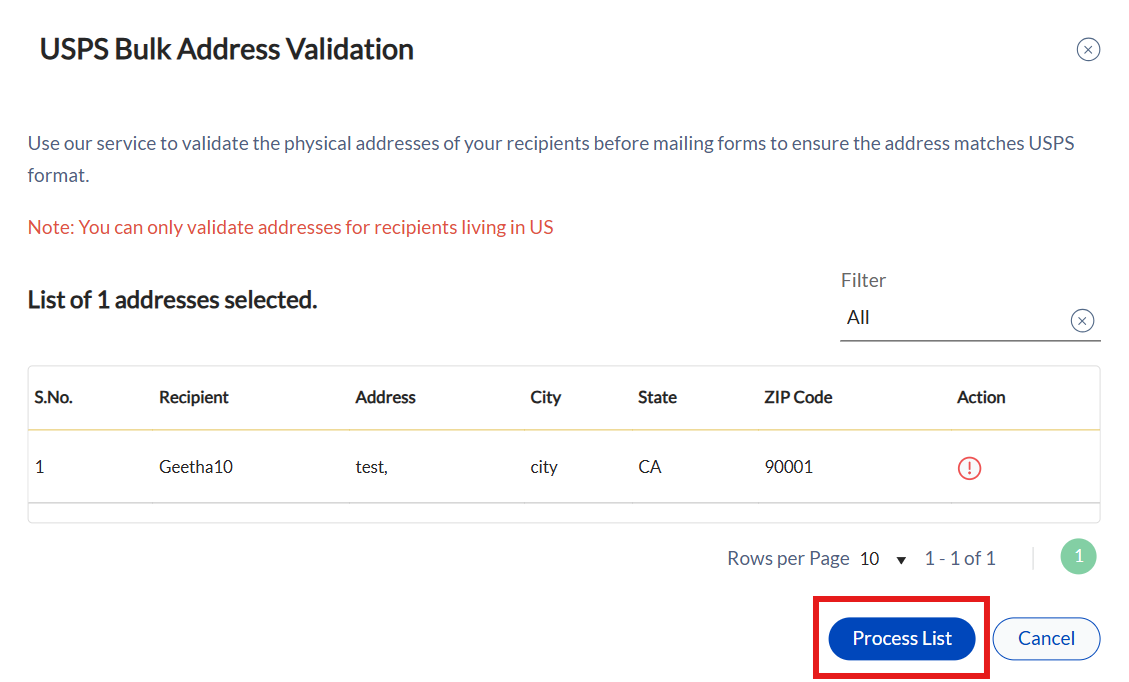 Bulk Address Match